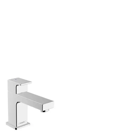 Chromfühlerarmatur von Hansgrohe mit flachem Hebelgriff, geeignet für Kaltwasser oder vorgemischtes Wasser, ohne Ablaufgarnitur.